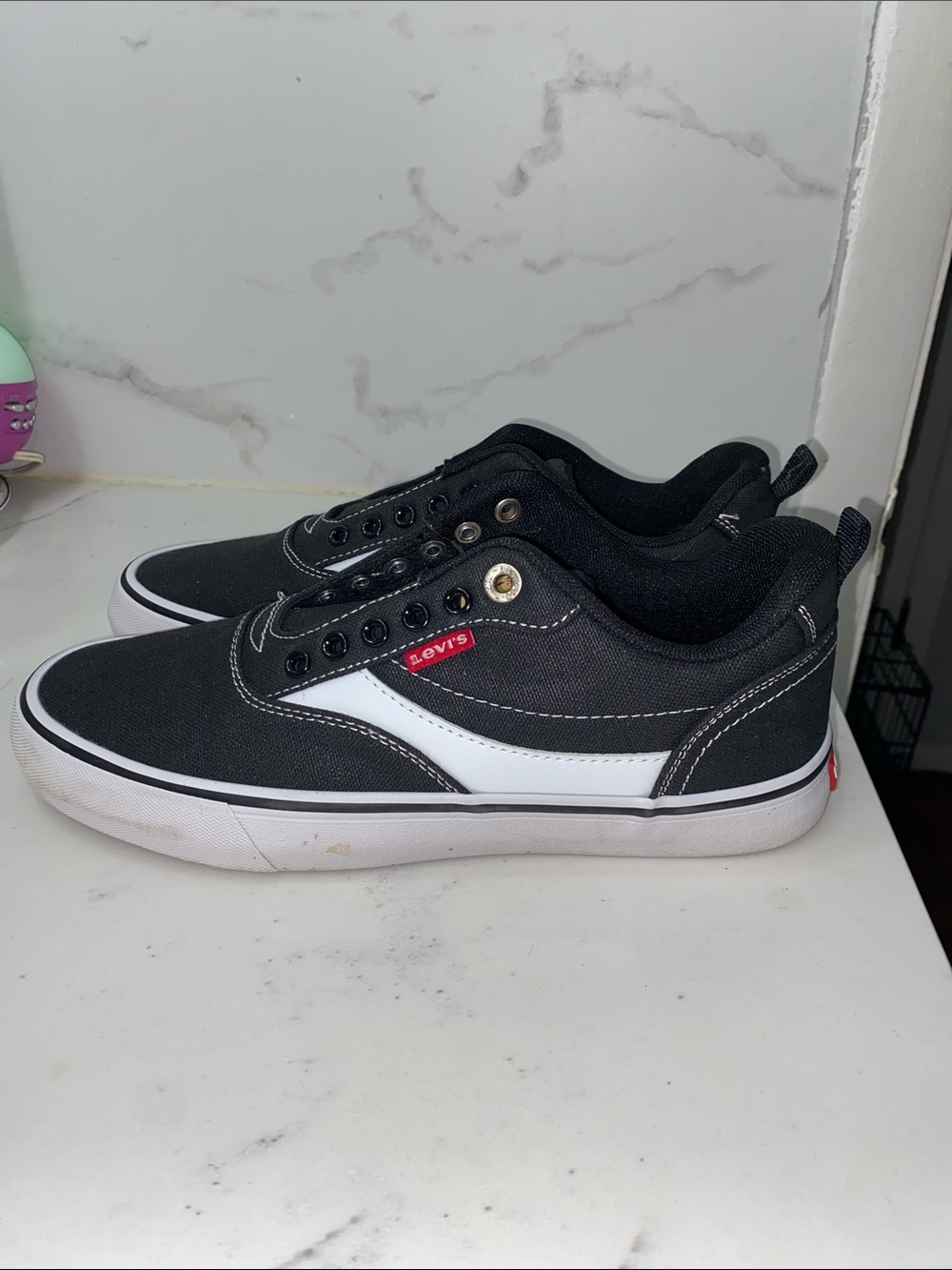 Levi's Men's Black Canvas Sneakers with White Side Stripe